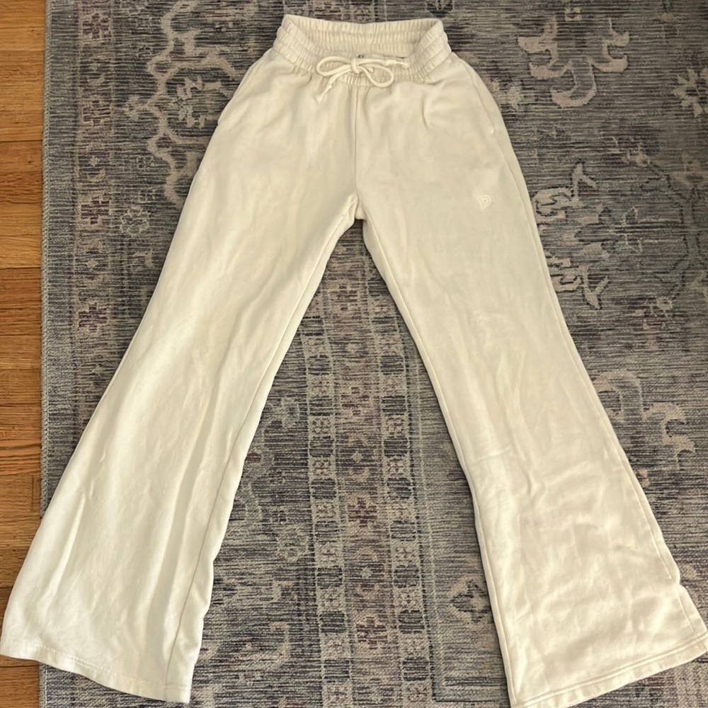 PINK Victoria's Secret Cream Track Pants with Elastic Waistband
